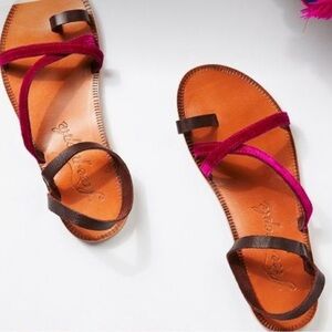 Free People Brown and Pink Sandals